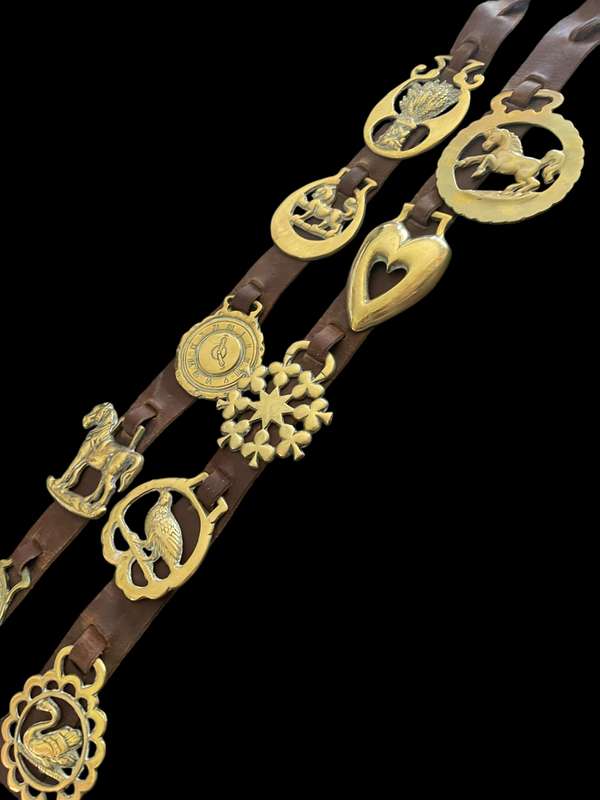 Horse brasses straps leather each