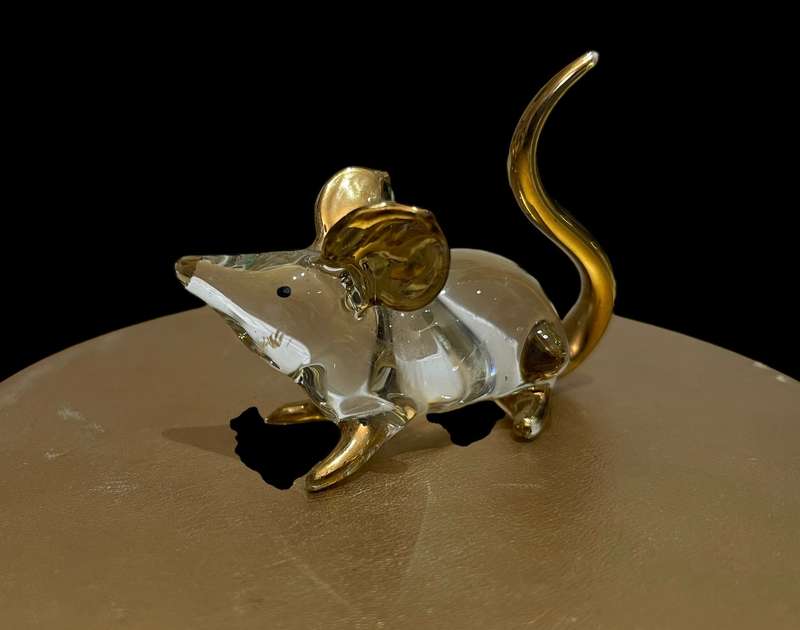 Ornament mouse glass miniature