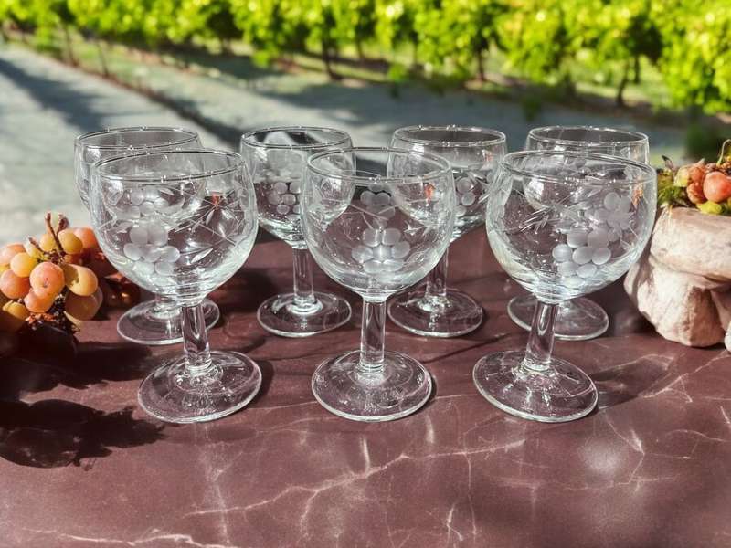 Glasses grape etched each x7(nr9)