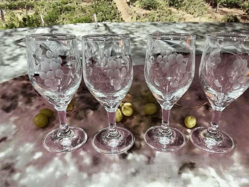 Glasses grape etched x4(nr11)