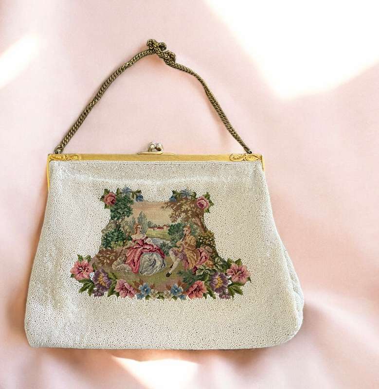 Handbag beaded petit point
