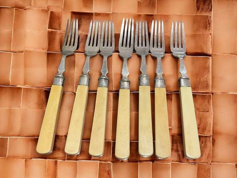 Forks bone handled sterling silver collars(NR3)