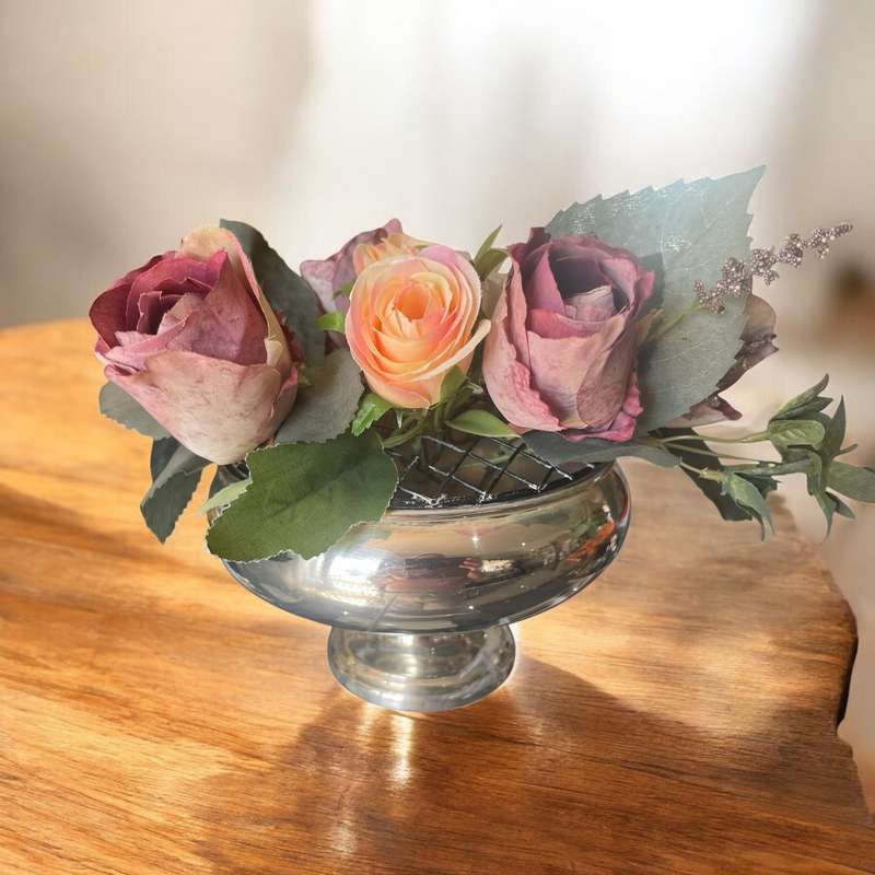 Vase rose bowl silver plated