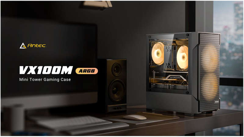 ARGB Gaming Case / mATX & ITX / Mini Tower / Antec VX100M (Includes Fans)