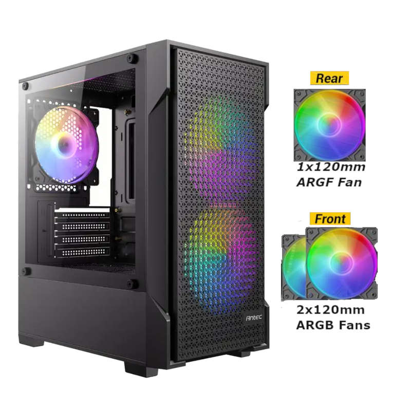 ARGB Gaming Case / mATX & ITX / Mini Tower / Antec VX100M (Includes Fans)