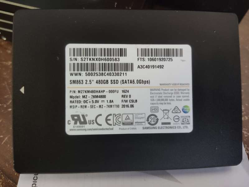500GB SSD 2.5" - Samsung SM863 (480GB)