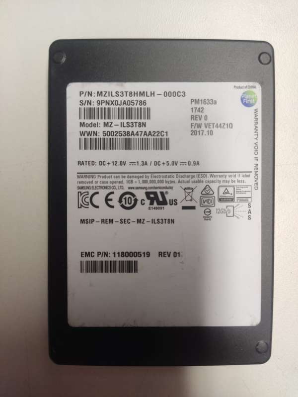4TB Server SSD - SAS 12gbps - Samsung PM1633a (3.84TB)
