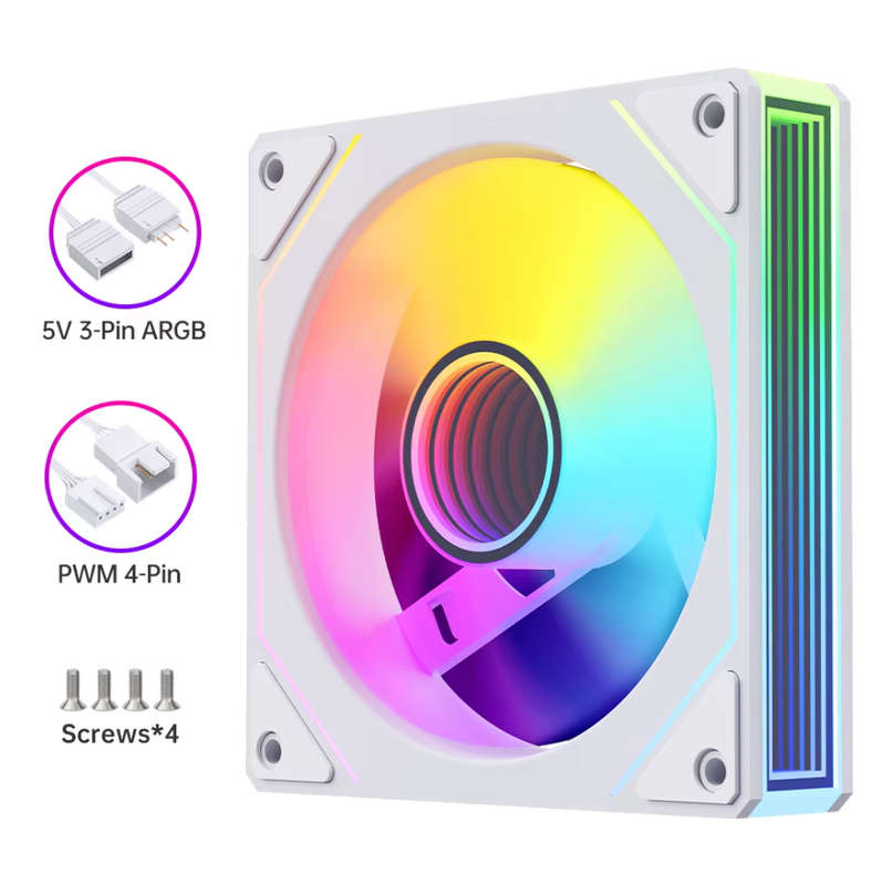 120mm ARGB PC Case Fans - Infinity Mirror Lighting Effect [WHITE]
