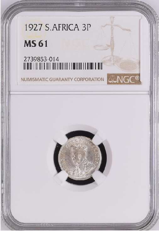 1927 SAU threepence (tickey) NGC (MS61)