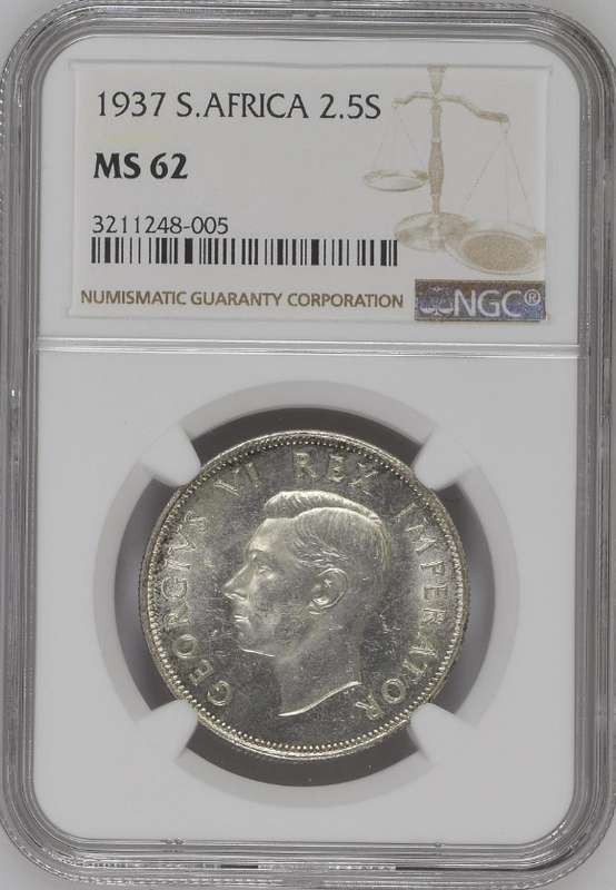 1937 SAU 2 1/2 shillings (half crown) NGC MS62