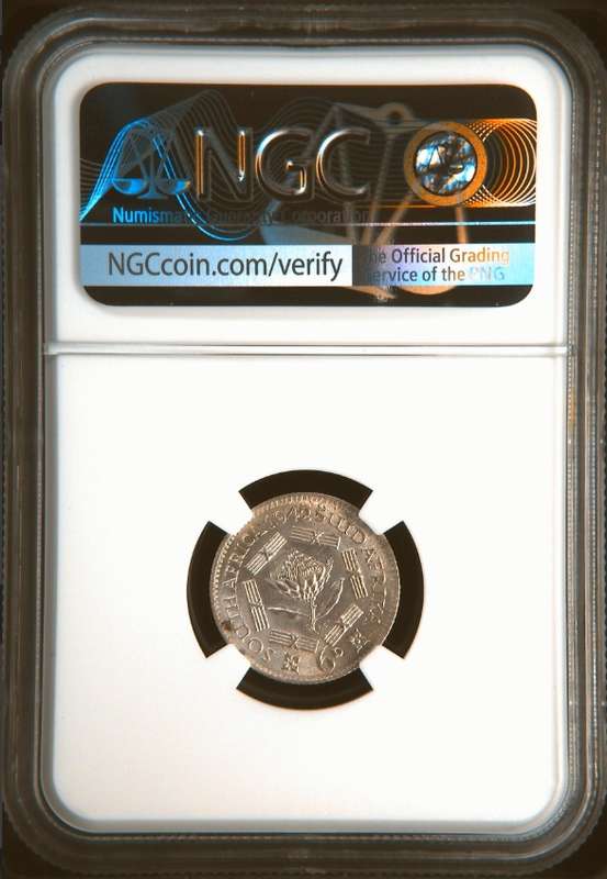 1942 SAU sixpence (6P) NGC MS61