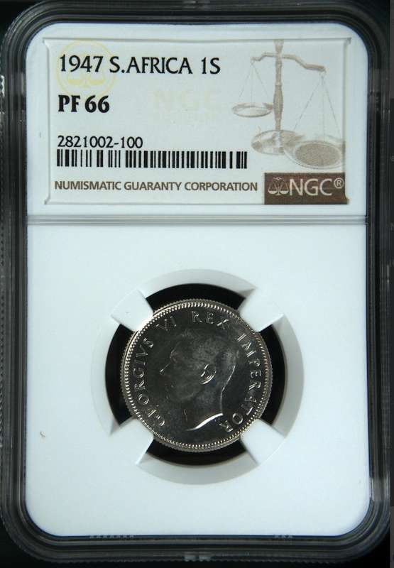 1947 SAU proof shilling, NGC PF66, only 2 coins graded higher at NGC