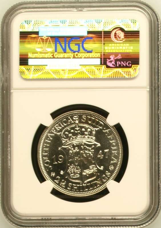 1947 SAU proof 2.5 shillings (half crown), NGC PF65