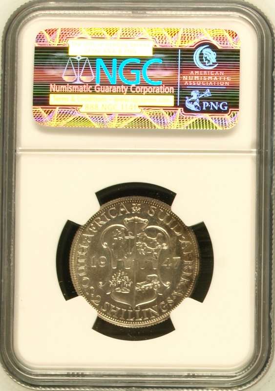 1947 SAU proof 2 shillings, NGC PF63