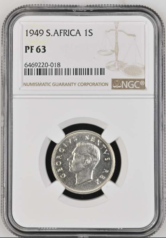 1949 SAU proof shilling, NGC PF63, only 800 minted - no business strikes