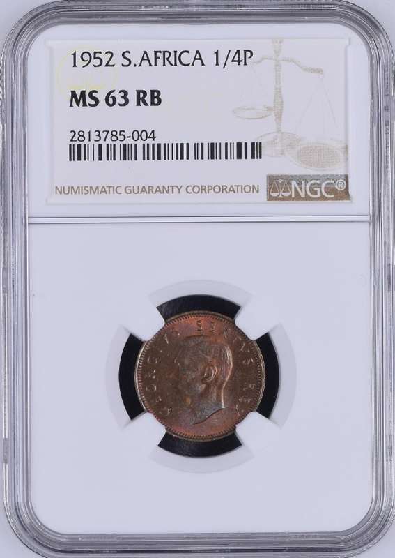 1952 SAU 1/4 penny (farthing), NGC MS63RB