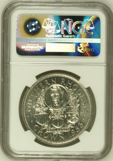 1953 Rhodesia 5 shillings (Crown), NGC MS62