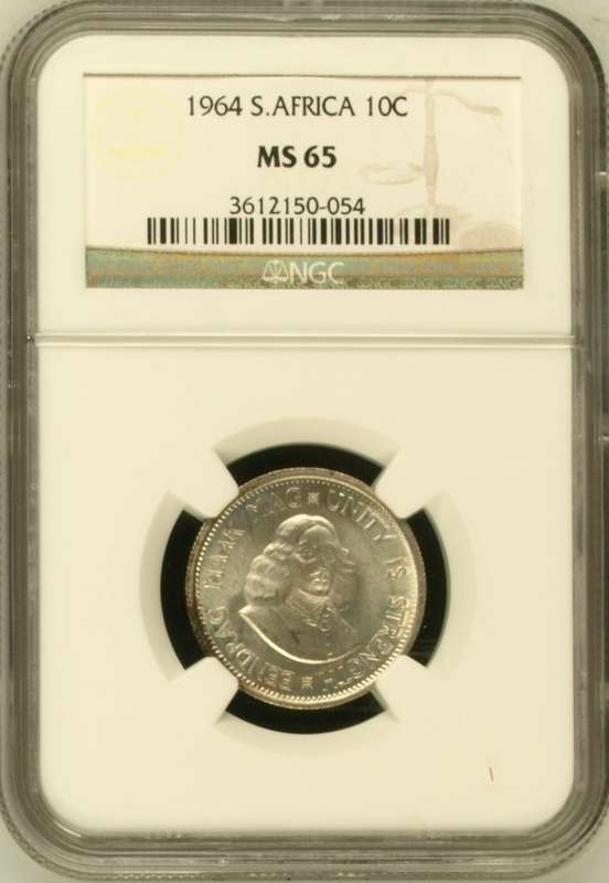 1964 RSA 10 cent NGC MS65