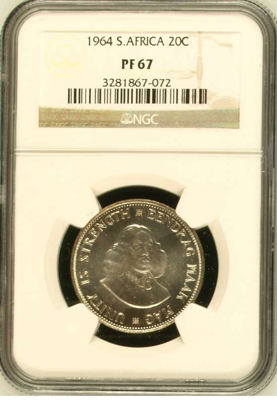 1964 RSA 20 cent NGC PF67 - only 3 better at NGC