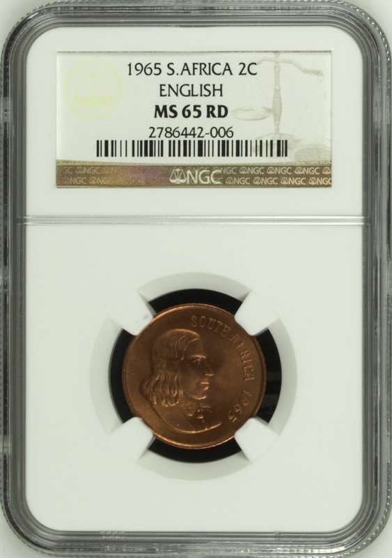 1965 RSA 2 cent, NGC MS65RD - only 4 coins better @ NGC