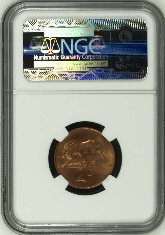 1965 RSA 2 cent, NGC MS65RD - only 4 coins better @ NGC