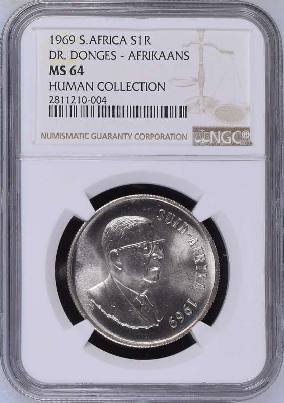 1969 RSA silver rand Afrikaans NGC MS64