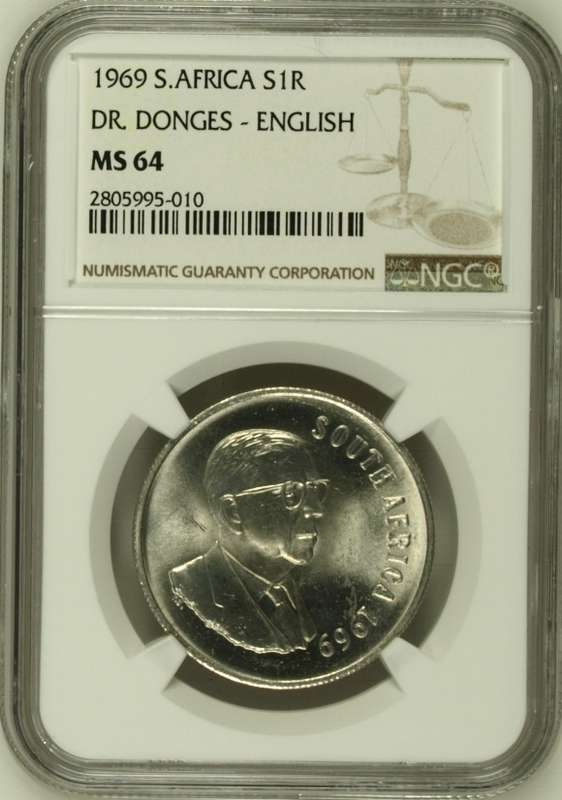 1969 RSA silver rand English NGC MS64