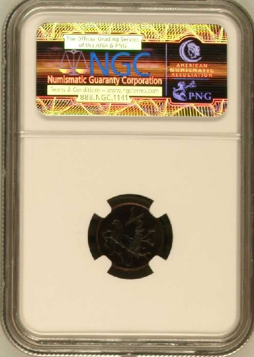 1974 South Africa proof 1/2 cent, NGC PF63 RB