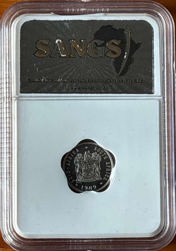 1989 RSA proof 5 cent, SANGS PF65