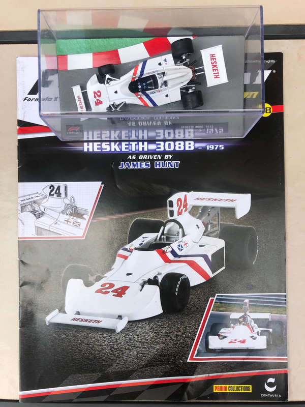 Hesketh 308B, 1975 (#24, James Hunt) + magazine