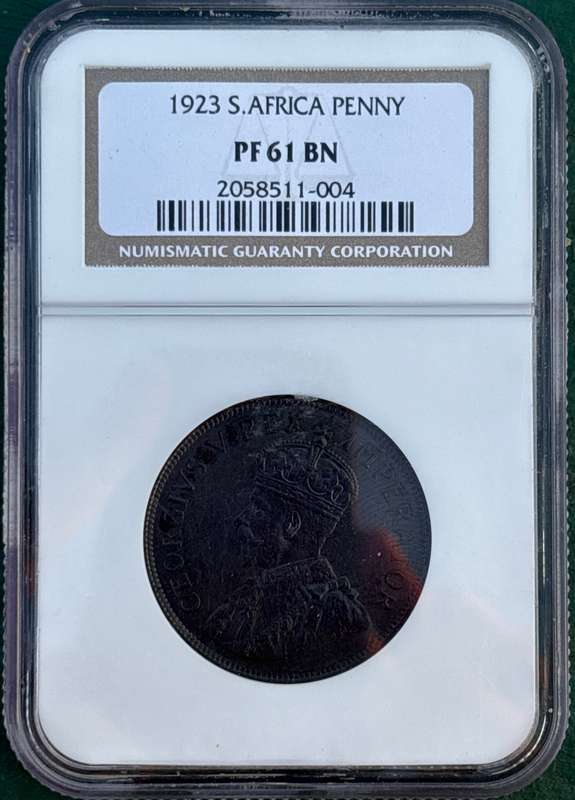 1923 SAU proof penny, NGC PF61