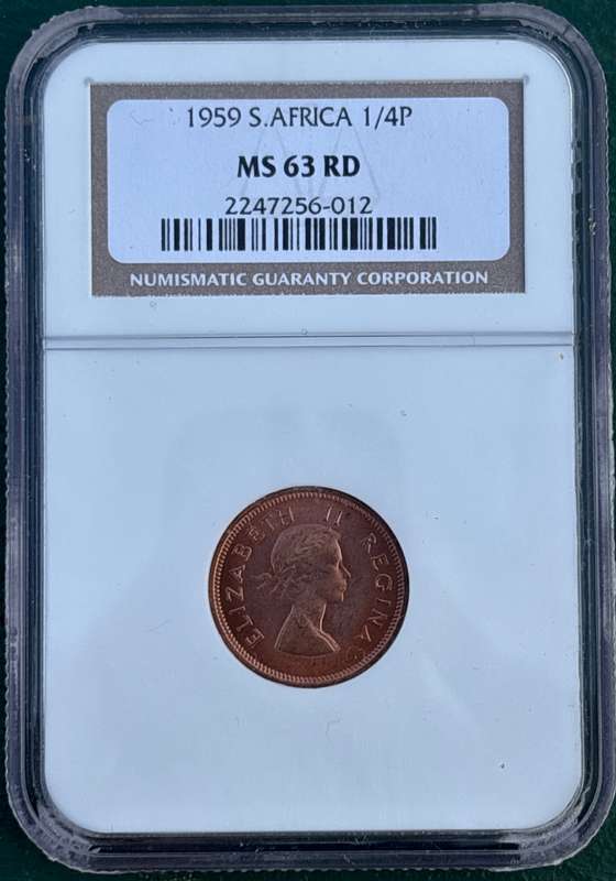1959 SAU farthing NGC MS63RD
