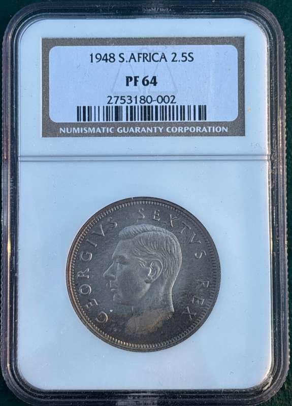 1948 SAU 2 1/2 shillings (half crown), NGC PF64