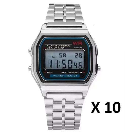 MENS WATCH DIGITAL CHRONO x 10 FOR ONE BID