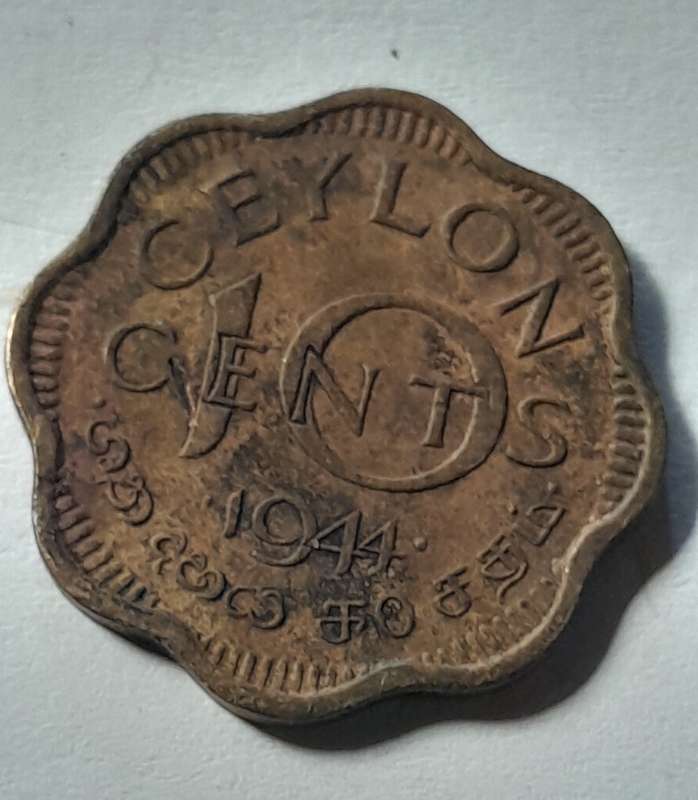 Ceylon 10 Cent coin  1944