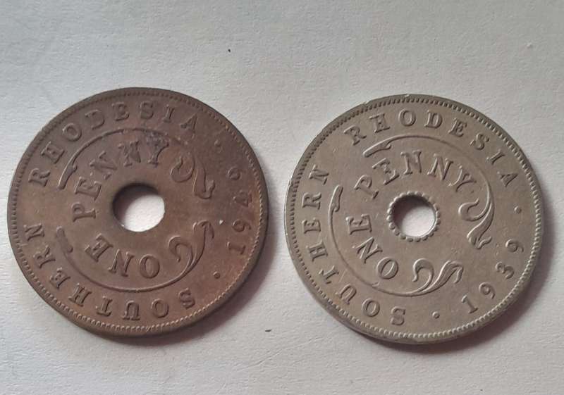 Southern Rhodesia One Penny Coins - 1939 & 1949