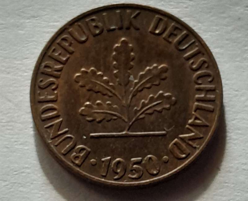 German 1 Pfennig Coins - 1950 & 1974