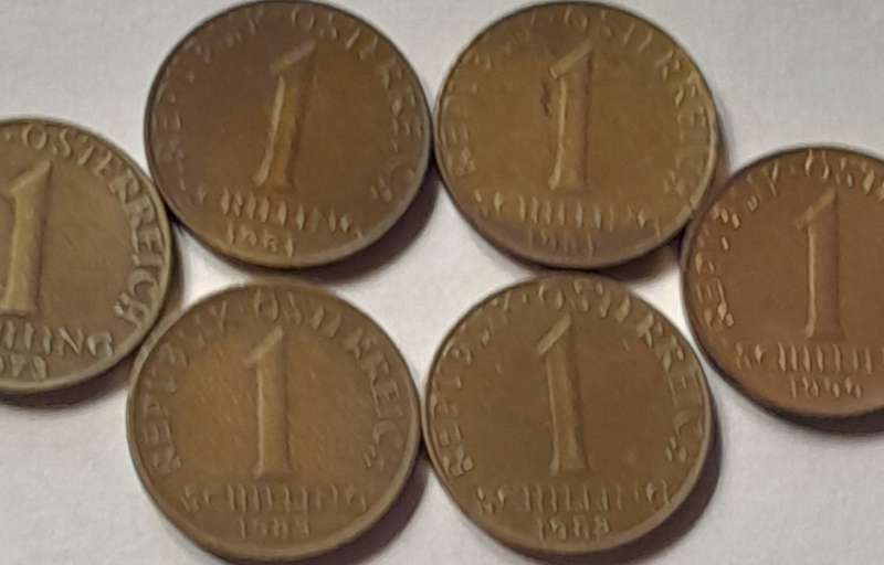 6 x  Osterreich 1 Shilling Coins
