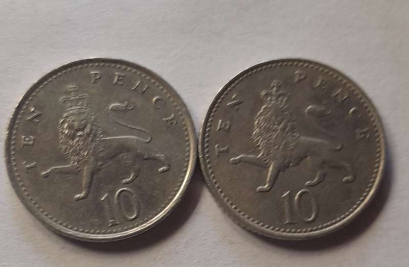 2 x British 10 Pence Coins - 1992