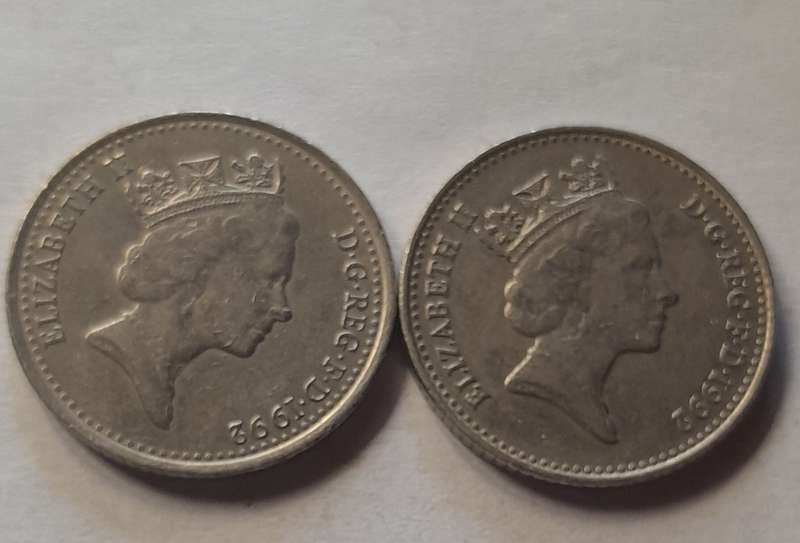 2 x British 10 Pence Coins - 1992