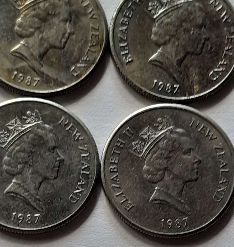 4 x New Zealand 5 Cent Coins - 1987