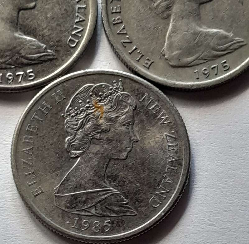 3 x New Zealand 5 Cent Coins - 1975 & 1985
