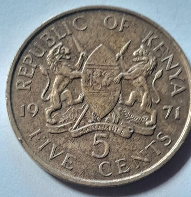 Kenya Five Cent Coin - 1971