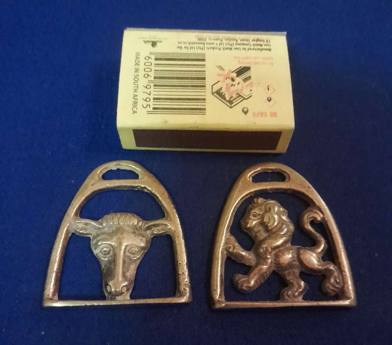 Antique Rare Martingale Miniature Pony Brasses - Set of Two