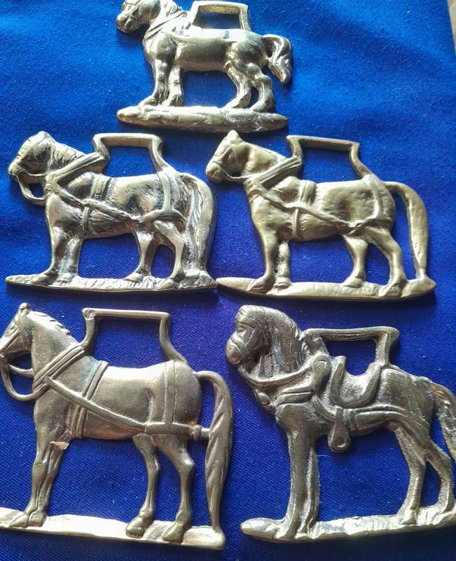 Nice Collection of Five Vintage Horse Motif Single Horse Brasses