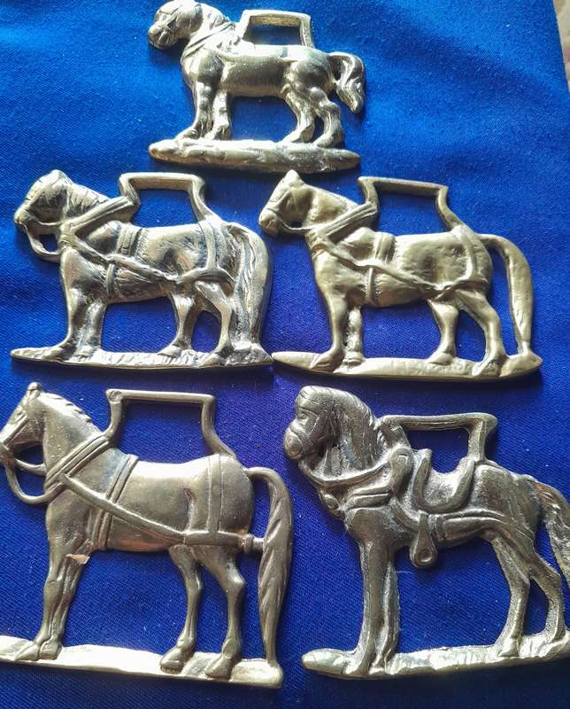 Nice Collection of Five Vintage Horse Motif Single Horse Brasses