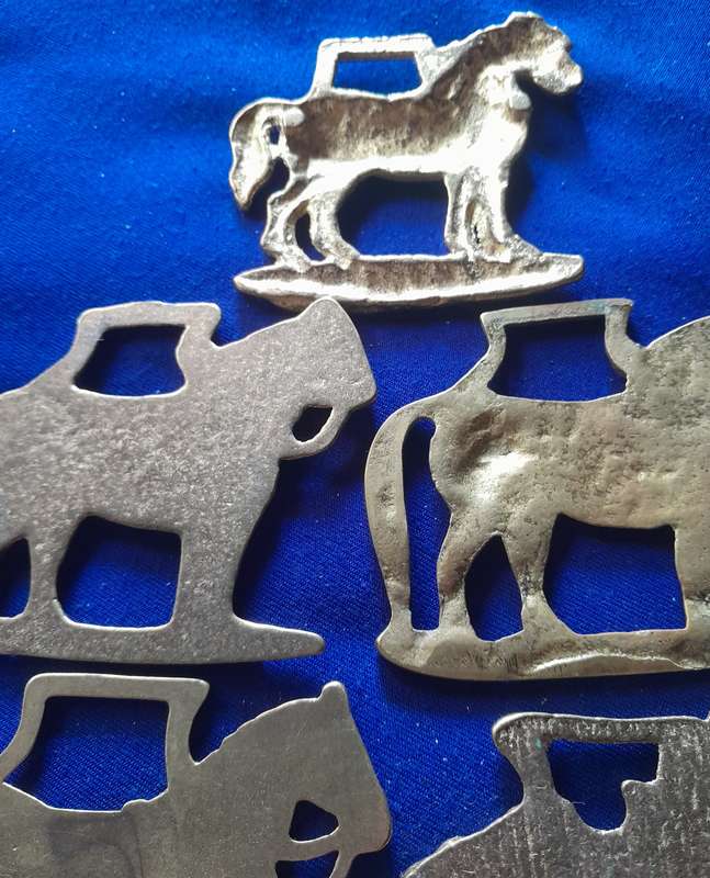 Nice Collection of Five Vintage Horse Motif Single Horse Brasses