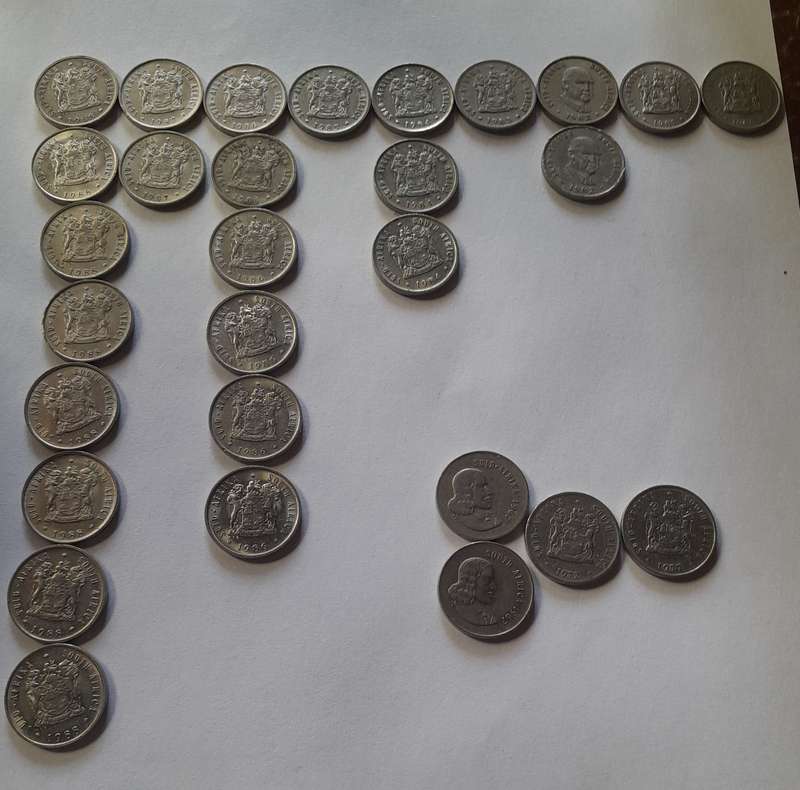 South African 5 cent coins - 29 Coins