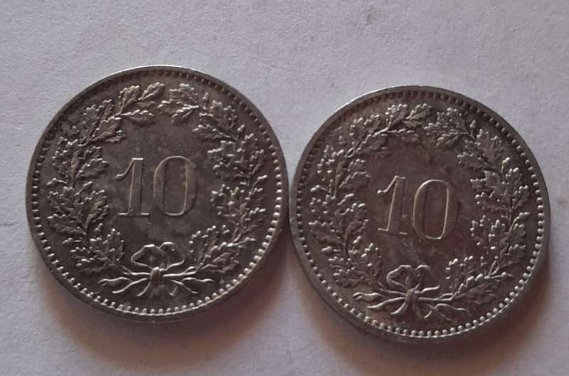 2 x 10 Rappen Coins / Switzerland 1974 and 1980