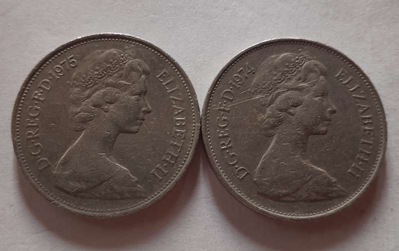 1974, 1975 10 New Pence Coins
